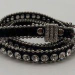 MMS Design Black Leather Rhinestone Belt Wester Size XL Women Studded Photo 0