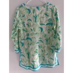 Gretchen Scott Top Womens Medium Blue Green‎ Leaves V Photo 1