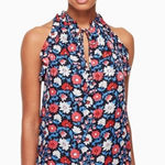 Kate Spade Daisy Satin Stripe Top sz XS 100% silk Photo 0