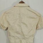 ZARA Utility Jumpsuit Beige Short Sleeve Zip Front Size xs Photo 7