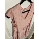 Womens Dusty Rose Pink Swiss Dot Tiered Babydoll Dress Ruffled Boho Large V Photo 2