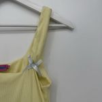 Edikted Pale Yellow Ribbed Tank Top Bow Classic Cropped Size Large Cotton Photo 2