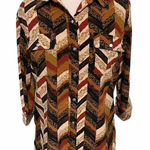 Notations  Chevron Blouse Orange Medium Petite‎ Photo 0