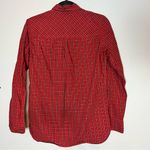 J.Crew Boy Button Up Blouse Embellished Beaded Red Black Plaid Cotton Size 4 Photo 9