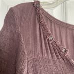 Free People  Womens Small Purple Smocked V Neck Top Boho Festival Photo 4