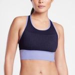 Athleta  | Cross Train Bikini Top Zip Back Periwinkle & Navy Blue Women’s Size M Photo 0