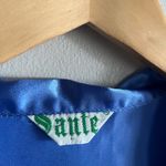 Vintage Satin Cosmo Pajama Shirt Blue Floral Embroidered Lounge Blouse M Pj’s Size M Photo 1