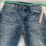 AQUA NWT ‎ Pearl Embellished Distressed Straight Leg Jeans Ankle Cropped Size 24 Photo 8