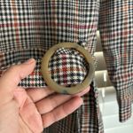 ZARA Brown Plaid Checkered Mini Dress Belted Mock Neck Elevated Size Small Photo 8