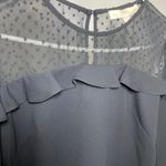 Loft  Long Sleeve A-Line Shift Dress With Sheer Polka Dot Shoulder Detail Photo 3