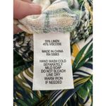 Tahari  Linen Blend Pants Size Large Green Palm Leaf Print Smocked Waist Resort Photo 8