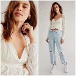 Free People 💕💕 Chloe Top Cotton Sweetheart Neckline ~ White Medium  NWOT Photo 8