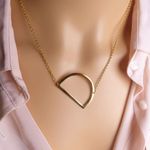 Elegant Gold Geometric Necklace Letter D Photo 4