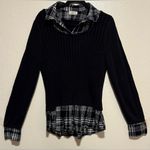 Style & Co . Layered Black & Plaid Collared Sweater | Shirt Photo 0