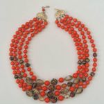 Orange gold tone and black multi strand vintage necklace Photo 2