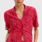 Desigual  Women’s Lace Resort Short Sleeve Button Up Shirt‎ Pink Photo 0