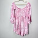 Torrid  Pink Tie Dye Off Shoulder Smocked Challis ‎ Bell Sleeve Dress Size 1X Photo 4