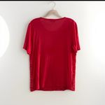 Reiss  Blouse Sheer Short Sleeve  Embroidered Top Red‎   US Size M Photo 4
