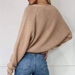 Boutique NEW Tan Khaki Knitted V-neck Oversized Cardigan Photo 1