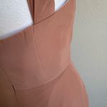 Azazie  Denice Sheath Pleated Chiffon Dress with Slit Tan Pink Bridesmaid Women 8 Photo 4