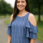 Elliatt  Striped Cold Shoulder Top Size Small EUC Photo 0