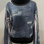 Stylish Blue denim looks Long Sleeve Top Photo 0