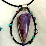 Real STONES necklace w Lápiz purple pendant gorgeous Photo 0