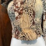 Tempo Paris Vintage Smocked Long Sleeve Animal Print Top S Peasant Fairy Y2K Photo 2