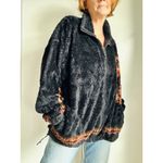 Vintage 90s Fleece Bomber Jacket XL Indian Chief Bear Ridge Unisex Cozy USA Black Photo 8