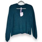 Savage X Fenty Women's Size XS Blue Green Fuzz Fit Knit V Photo 0