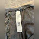 August Silk Grey Flowy Ruffle Cardigan Top Photo 3