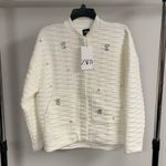 ZARA White Quilted Jacket with Rhinestones Size XS Photo 1