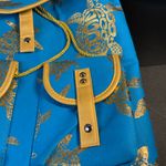 Blue and Gold Turtle Print Backpack Novelty Jewel Bahamas with front pockets Photo 3