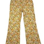 LOFT Summer Floral Daisies Belted Wide Leg Whimsical Jeans Pants Size 12 Orange Photo 0