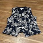 Norton Mcnaughton Navy and Cream Floral Asian Vest by  Size 10 Photo 0