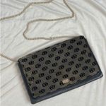 Vintage Bon Goût 70s Velvet Logo Crossbody Gray Black Silver Chain Leather Photo 0