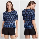 Club Monaco Luceenie Abstract-Print Ruched Peplum Top Photo 1