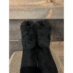 Allegra K  Chunky Heel Fur Top Ankle‎ Suede Boot Black Size 6 Photo 3