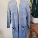 Athleta Wool Cashmere Cardigan Wrap Sweater Size L light blue to blue natural fibers Photo 0