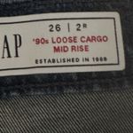 Gap  Women's Size 26 (29x30)‎ High Rise Wide-Leg 90s Loose Fit Cargo Jeans Boho Photo 6