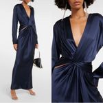 CHRISTOPHER ESBER Navy Blue 100% Silk Satin Triquetra Twist Dress Cutout Sz 10 Blue Photo 1