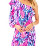 Lilly Pulitzer Amante Silk Jersey Dress Free Spirit One Shoulder Size XS WY504 Photo 0