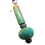 Artisan Boho Earrings Green Tube Beads & Turquoise Photo 6