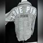 PINK - Victoria's Secret PINK Victoria’s Secret Heather Gray Oversized Pullover Quarter Button Snap Close Photo 1