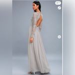 Lulus Awaken My Love Light Grey Long Sleeve Lace Maxi Dress Size Small Gray Photo 1