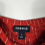 Torrid  Brick Red Striped Challis Wide Leg Jumpsuit Womens 1X Tie Waist Boho Photo 6