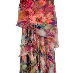 QinPei.Er Silk Sleeveless Boho Floral Print Tiered Dress size XL NWT Multicolor Orange Photo 0
