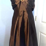 Vintage Bari Jay Espresso Brown Taffeta Cocktail Dress Beaded Ring Bow Detail 2 Photo 0