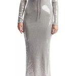 Bardot Women's Verona Low-Back Sequin Maxi Dress Silver Sz 8 Photo 0