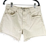 AGOLDE  Parker‎ Long White Denim Shorts Size 28 Raw Hem Casual Photo 0